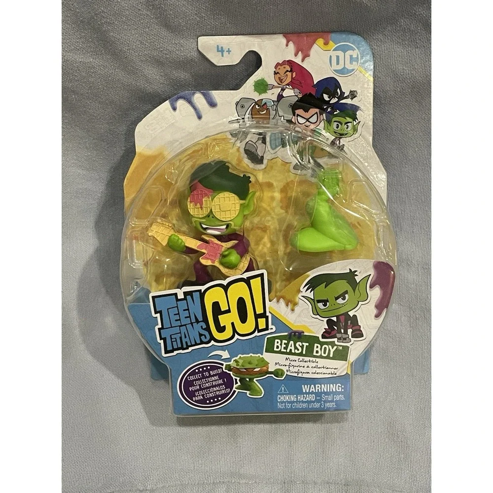 NEW Set of 4 Teen Titans Go! Micro Collectible Figures w/ Burger Robot Piece